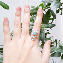 Cat Ring in Silver - Aquamarine