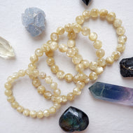Yellow Lepidolite or Muscovite Crystal Bracelet -  High Quality
