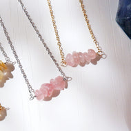 Gemstone Bar Necklace - Madagascar Rose Quartz