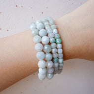 Light Green Burmese Jade Crystal Bracelet - Cube and Faceted