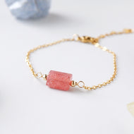 Diana Tube Bracelet - Strawberry Quartz