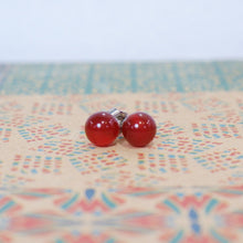 Stud Earrings - Aventurine, Rose Quartz, Carnelian, Onyx, Red Jasper