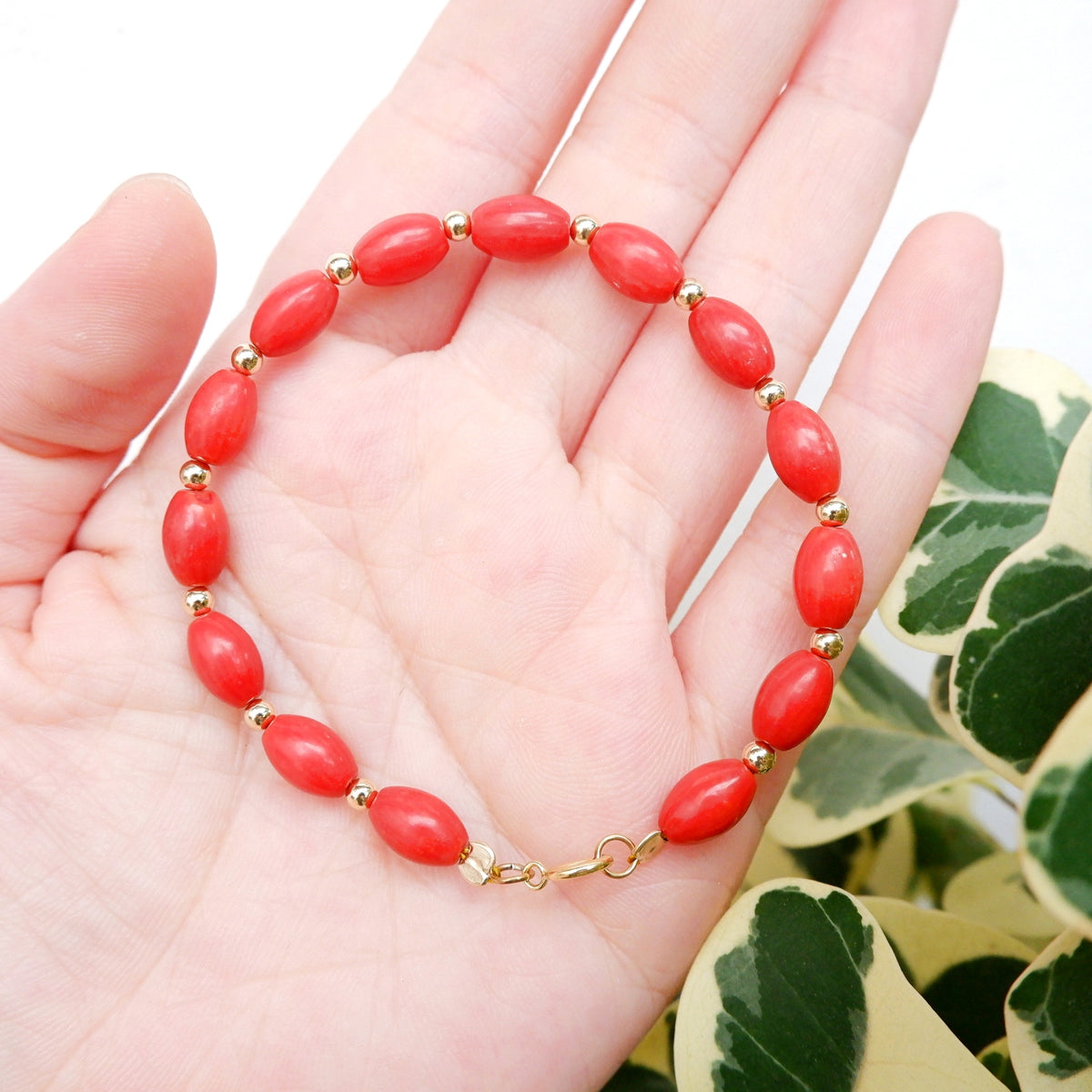 Red Coral Crystal Bracelet