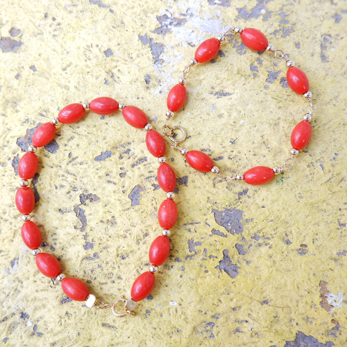 Red Coral Crystal Bracelet