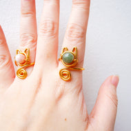Handmade Cat Crystal Ring - Customizable