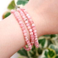 Rhodochrosite Crystal Bracelet - 4mm Cube