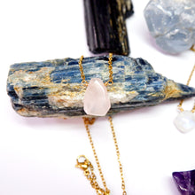 Dainty Crystal Pendant Necklace – Aquamarine, Rose Quartz, or Moonstone