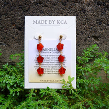 Handmade Crystal Earrings - Carnelian Flower