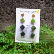 Handmade Crystal Earrings - Jade Four Leaf