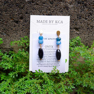 Handmade Crystal Earrings - Blue Apatite and Onyx