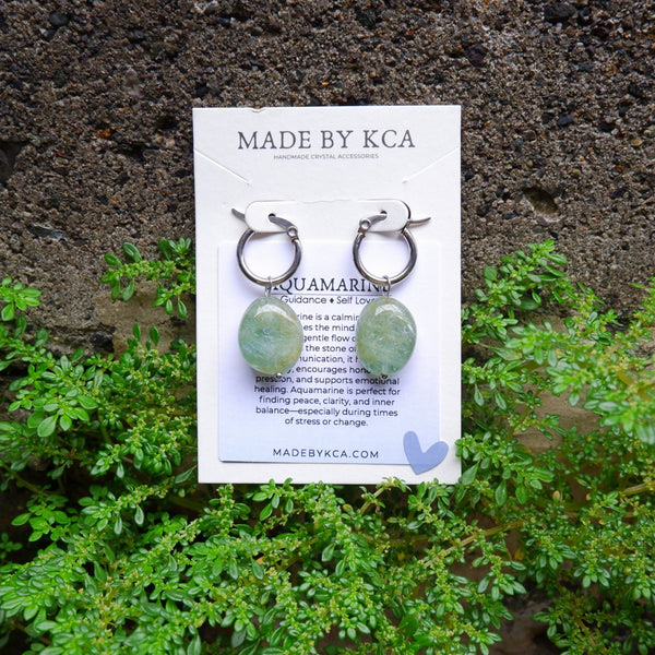 Handmade Crystal Earrings - Blue Green Aquamarine