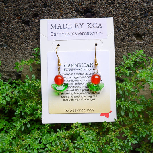 Handmade Crystal Earrings - Carnelian Rose