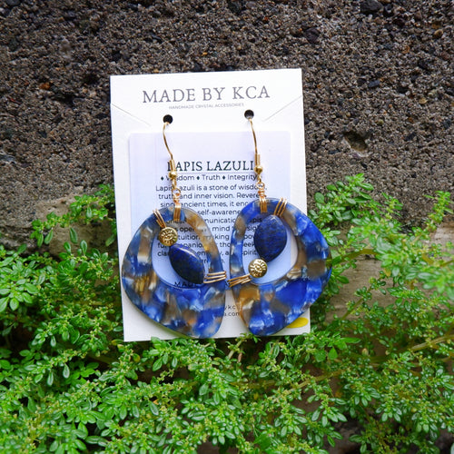 Handmade Crystal Earrings - Lapis Lazuli Evil Eye