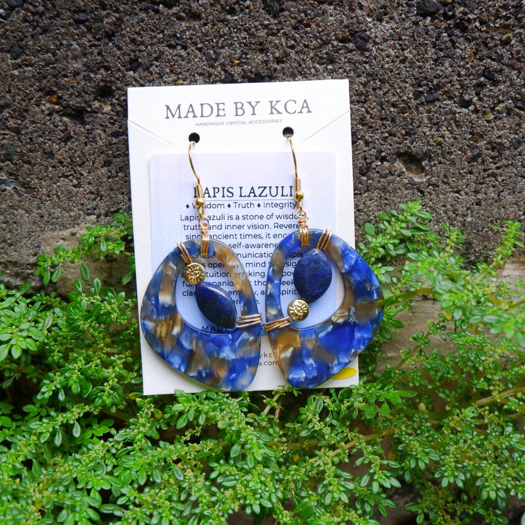 Handmade Crystal Earrings - Lapis Lazuli Evil Eye