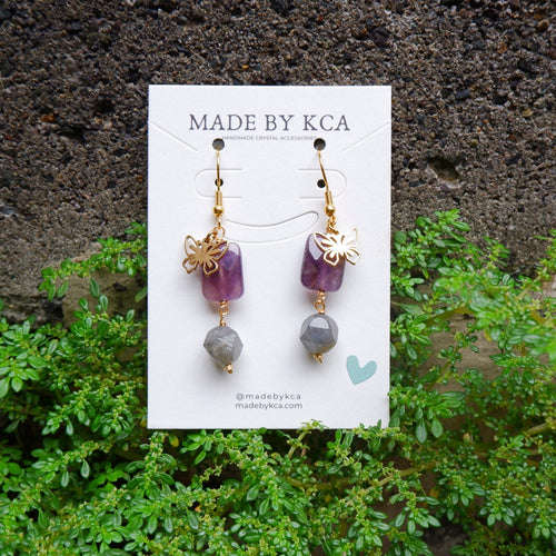 Crystal Handmade Earrings - Amethyst Labradorite