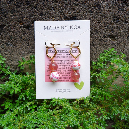 Handmade Crystal Earrings - Strawberry Quartz
