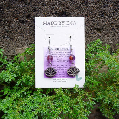 Handmade Crystal Earrings - Super Seven Lotus
