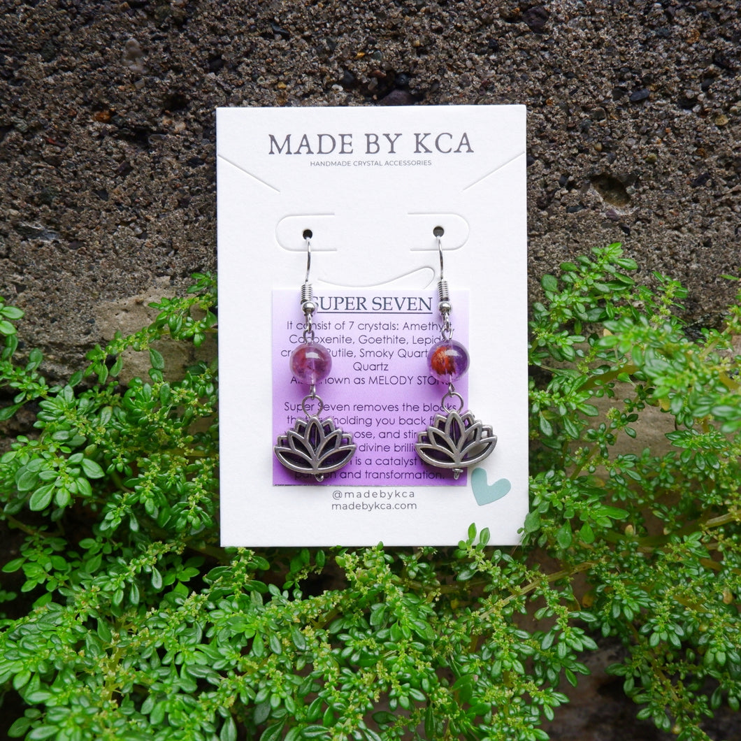 Handmade Crystal Earrings - Super Seven Lotus