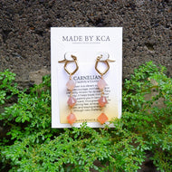Handmade Crystal Earrings - Carnelian Diamond