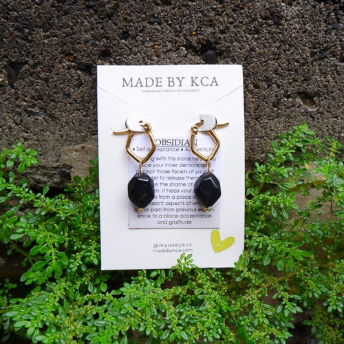 Crystal Handmade Earrings - Obsidian