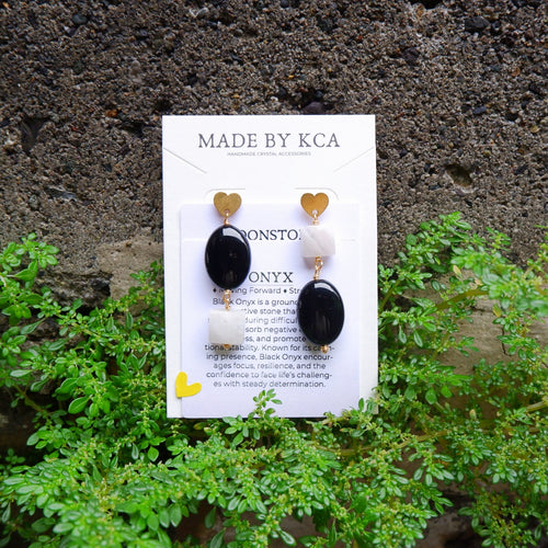 Handmade Crystal Earrings - Moonstone Onyx