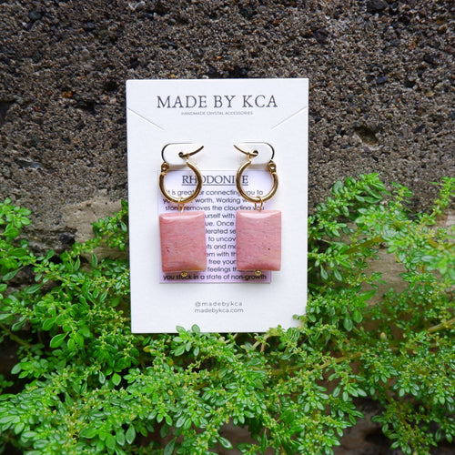 Handmade Crystal Earrings - Rhodonite