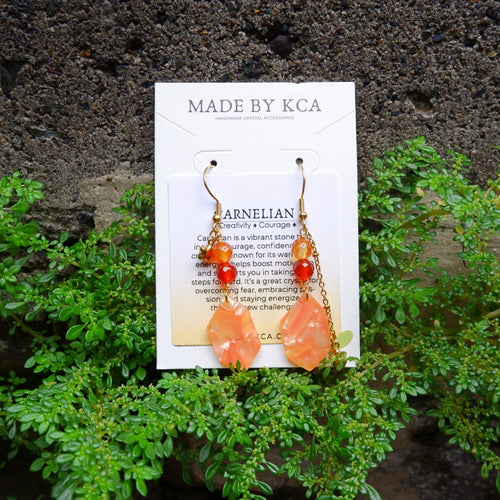 Handmade Crystal Earrings - Carnelian Piattos