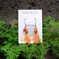 Handmade Crystal Earrings - Carnelian Piattos