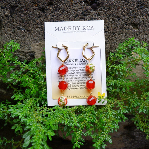 Handmade Crystal Earrings - Carnelian