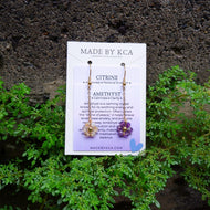 Handmade Crystal Earrings - Amethyst and Citrine Dangling