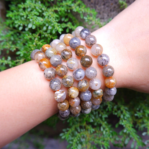 Lodolite with Pyrite Crystal Bracelet - 6mm and 8mm