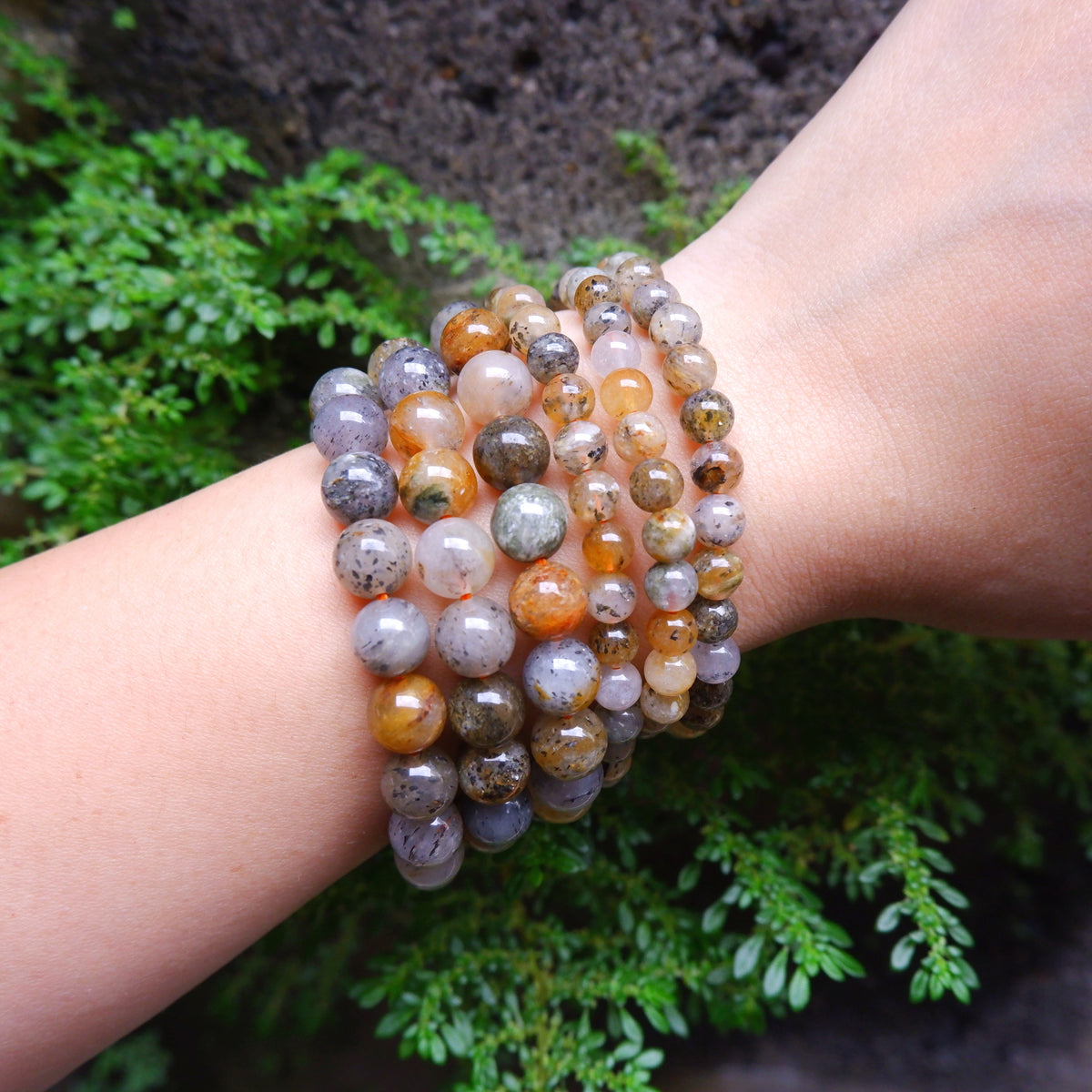 Lodolite with Pyrite Crystal Bracelet - 6mm and 8mm