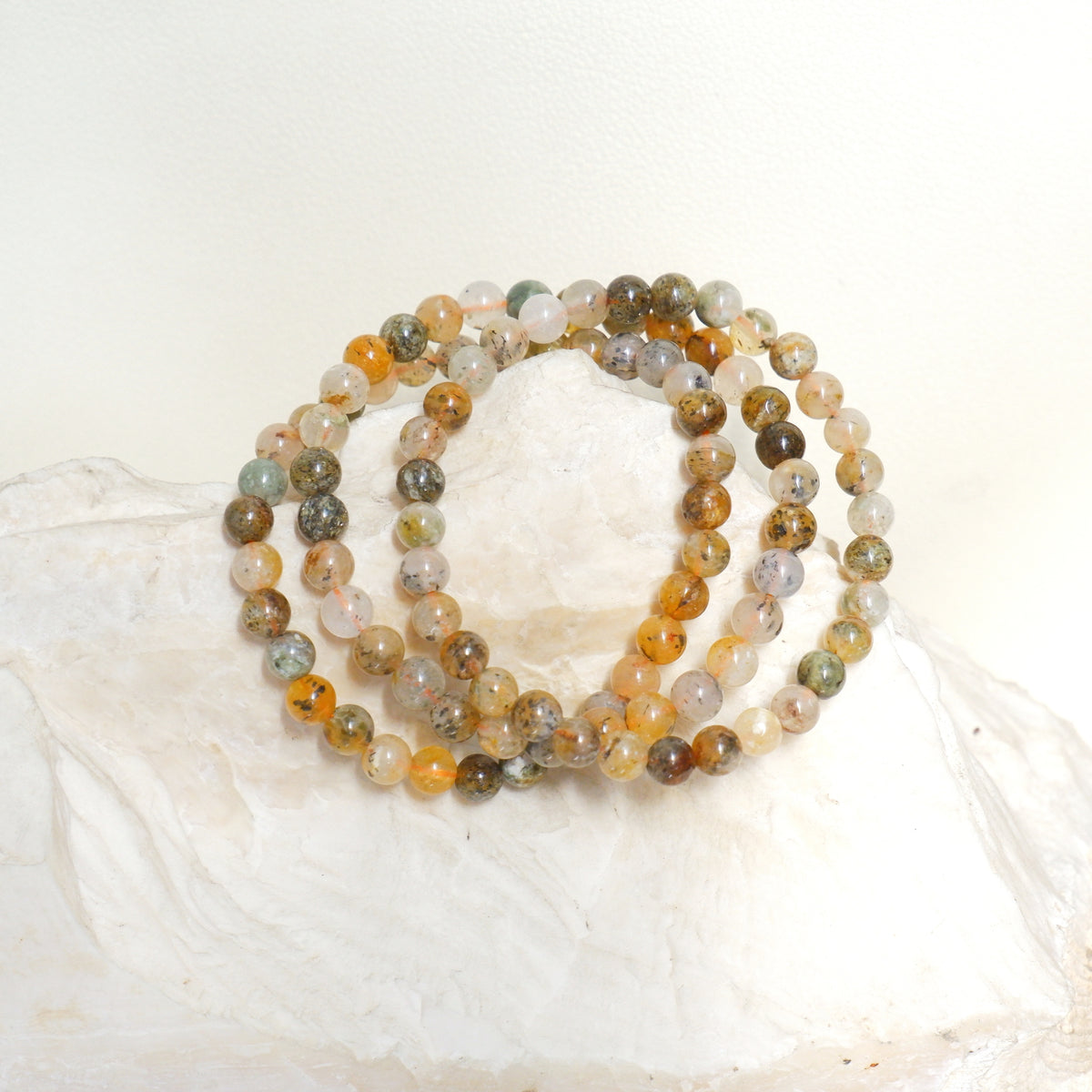 Lodolite with Pyrite Crystal Bracelet - 6mm and 8mm