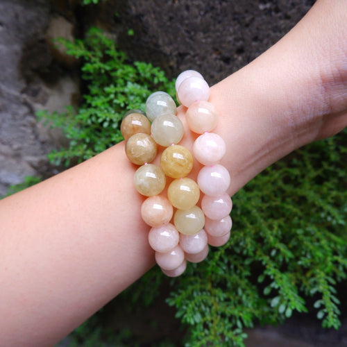 Morganite with Mixed Beryl Crystal Bracelet - 12mm