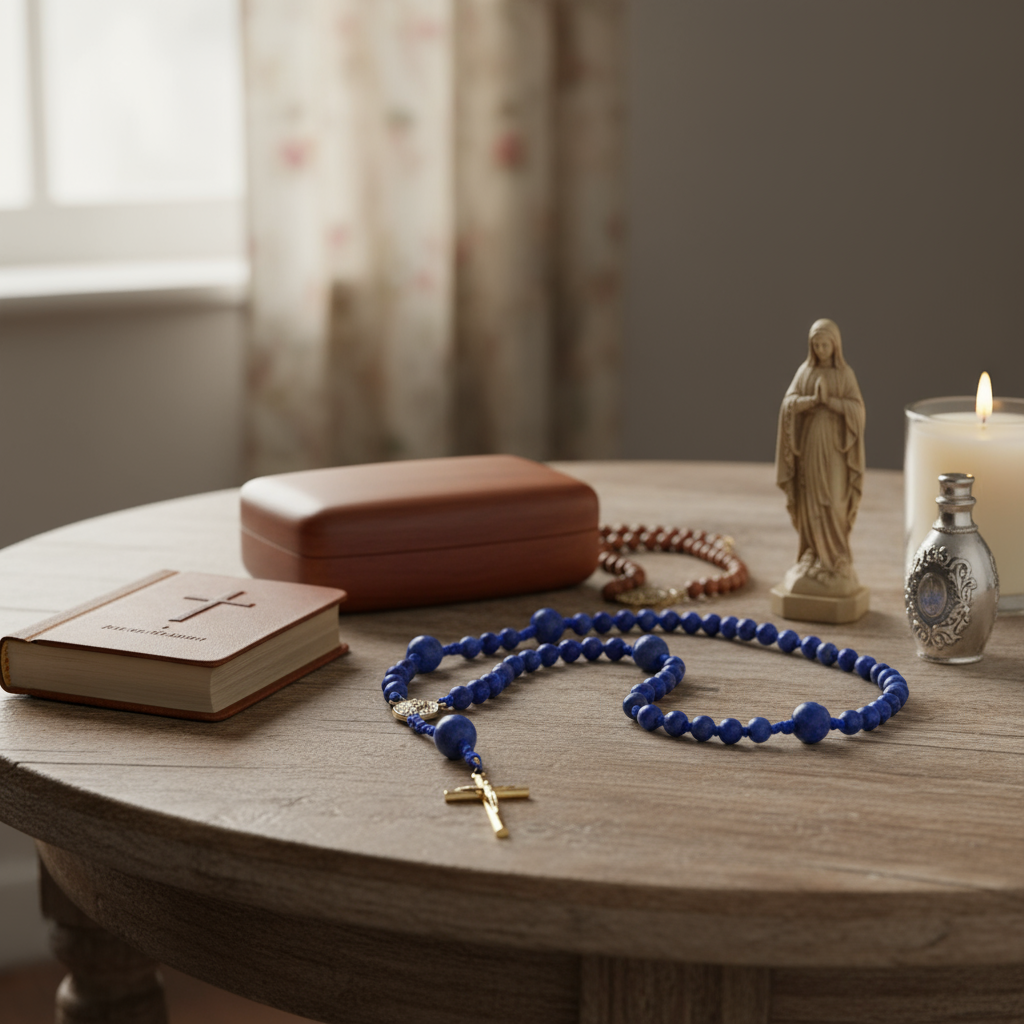 Handcrafted Lapis Lazuli Rosary with Stainless Steel Crucifix - Customizable