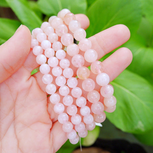 Pink Morganite Crystal Bracelet - 6mm and 8mm