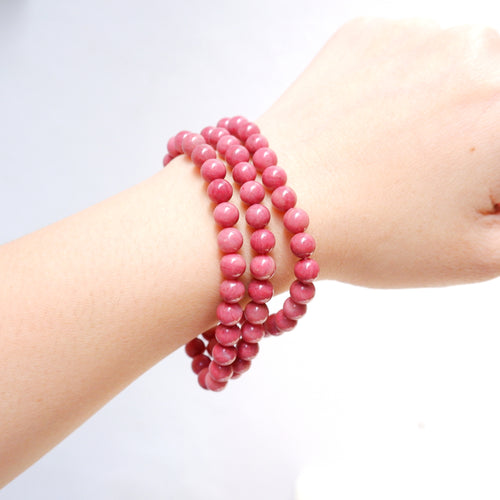 Pink Rhodonite Crystal Bracelet - 6mm