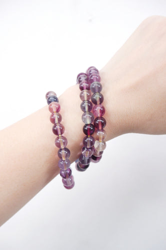 Purple Rainbow Fluorite Crystal Bracelet - 8mm