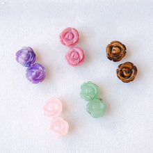 Crystal Rose Stud Earrings – Handmade Carved Crystal Jewelry | Made by KCA