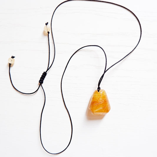 Golden Rutilated Quartz Necklace (Rutilated Gold Quartz)