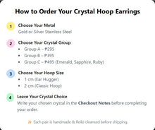Crystal Hoop and Ear Hugger Earrings – Gold or Silver Stainless Steel with Natural Gemstones (Customizable)