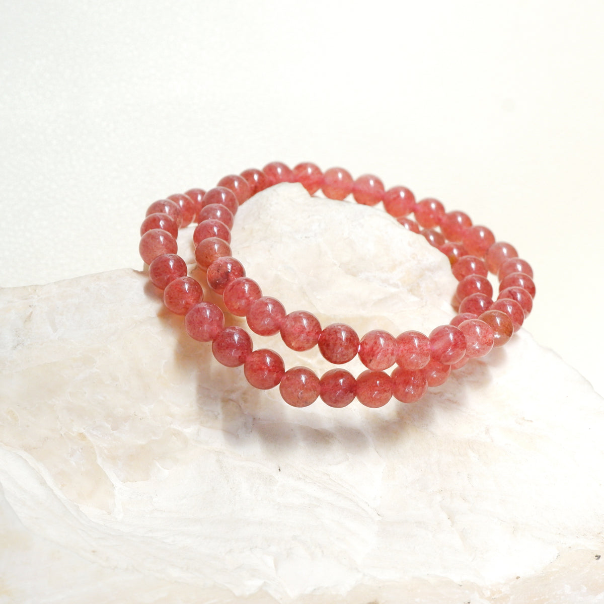 Strawberry Quartz Crystal Bracelet - 6mm and 8mm