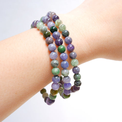 Purple and Green Tanzanite Crystal Bracelet - 6mm