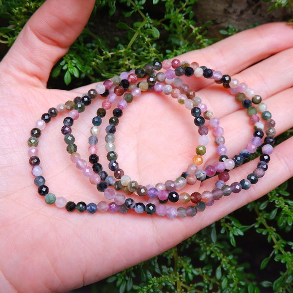 Watermelon Tourmaline Crystal Bracelet - 4mm
