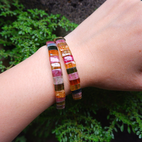 Watermelon Tourmaline Chunky Crystal Bracelet