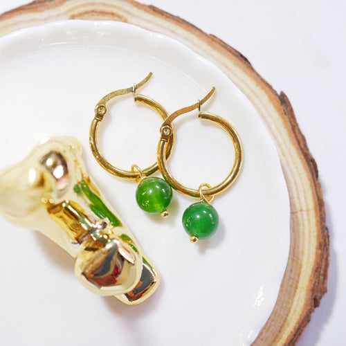 Green Aventurine Hoop Earrings