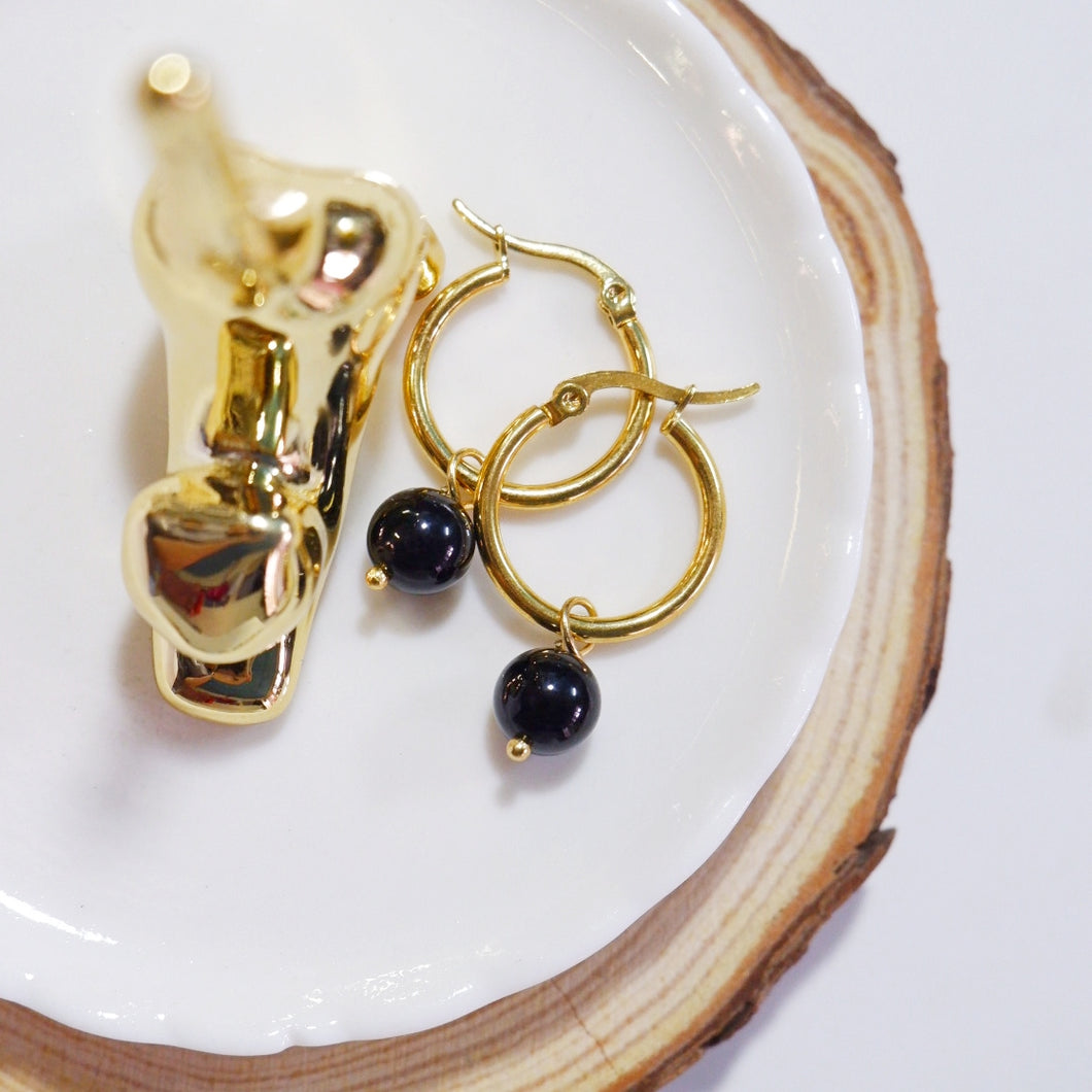 Onyx Hoop Earrings