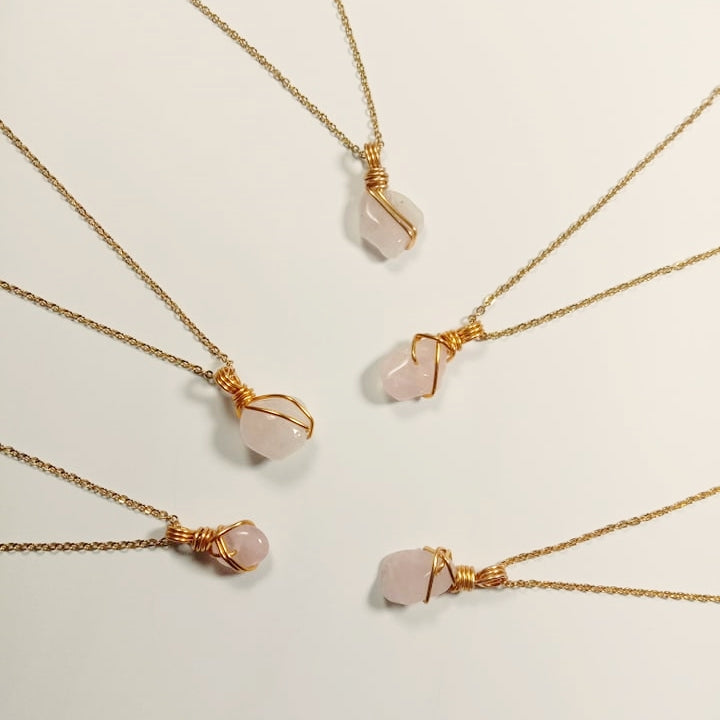 Authentic Rose Quartz Necklace MadeByKCA Charms and Crystals