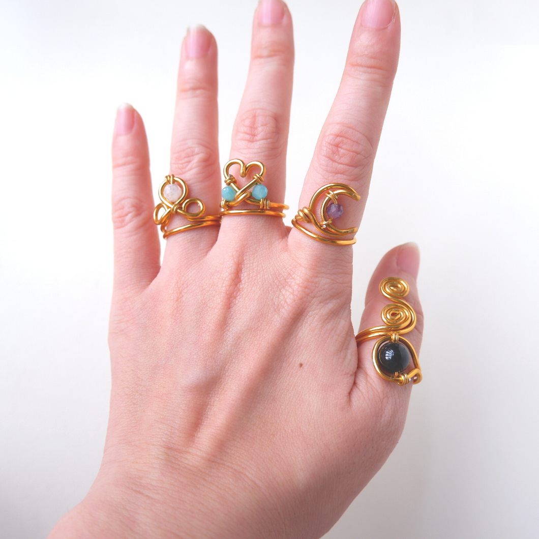 Handmade Creative Wire Crystal Rings Made by KCA