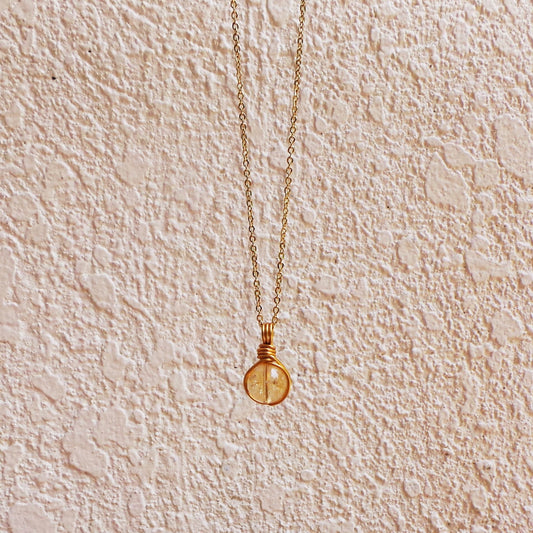 Dew Necklace - Citrine Yellow Quartz